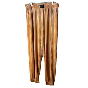 Victoria’s Secret Gold Metallic Pleated Plisse jogger Pants size medium